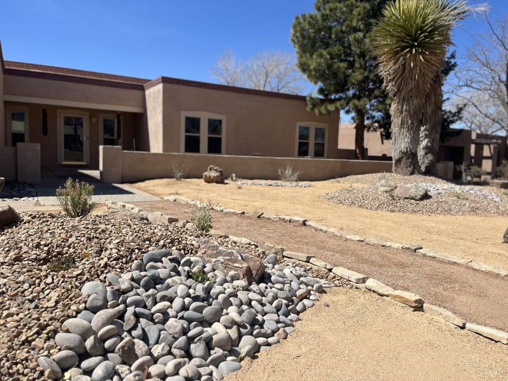 Albuquerque residential landscape with upgraded pathways