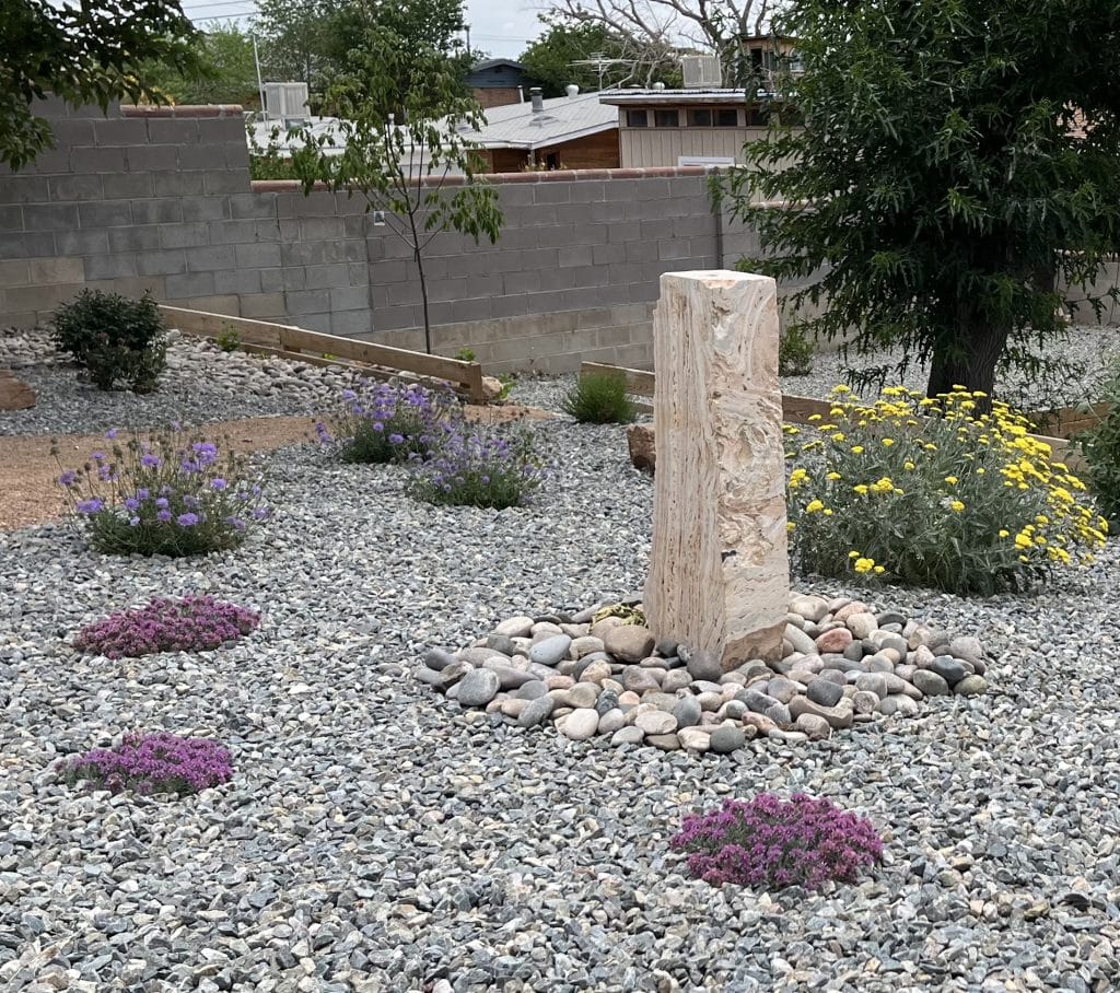 Albuquerque artificial turf lawn with desert landscaping