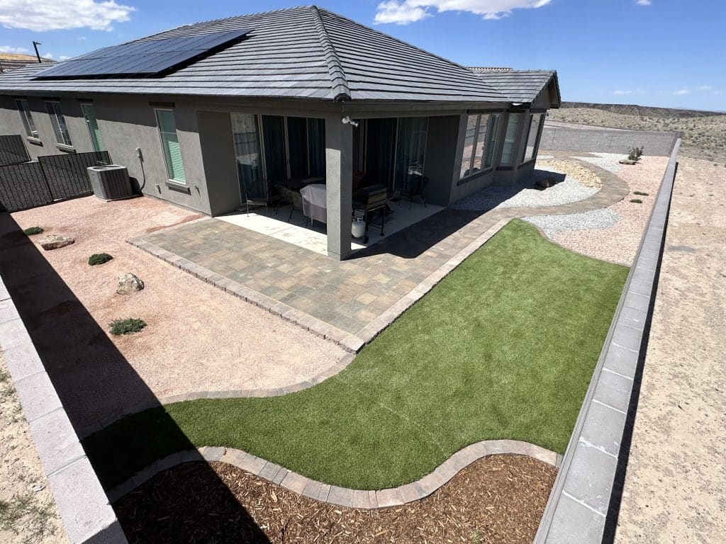 Albuquerque backyard xeriscape with low-water native shrubs